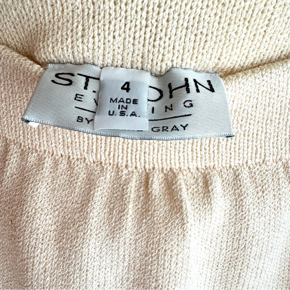 ST. JOHN Evening Wool Blend Knit Ivory Elasticized Midi Skirt Women’s Size 4 - Picture 8 of 9